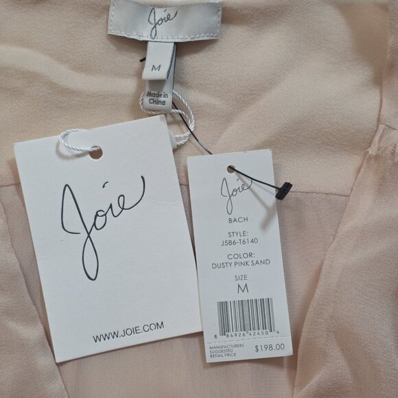 Joie Top Women M Beige V Neck Sleevless Silk Lined Babydoll Party Office Wedding - Picture 3 of 14